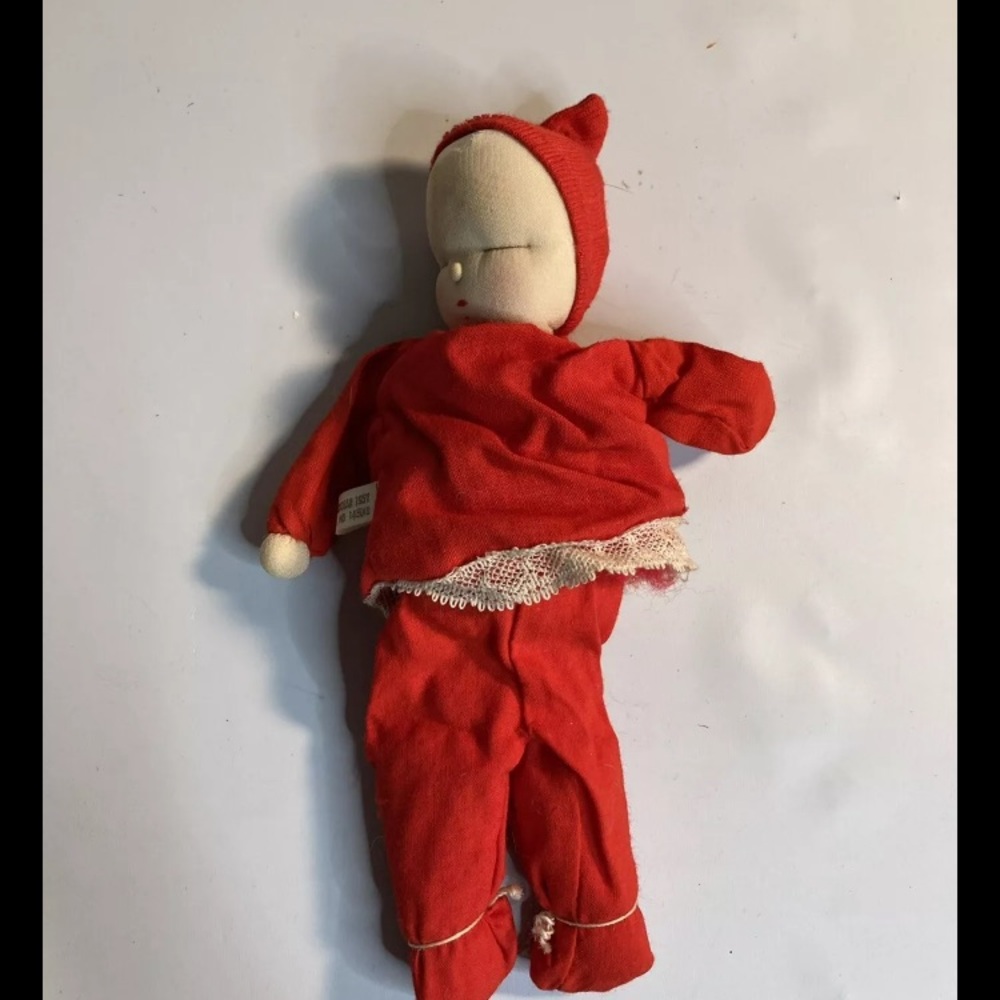 Vintage "Sleepy Baby" Doll, by Shackman, Red Pajamas 1957.